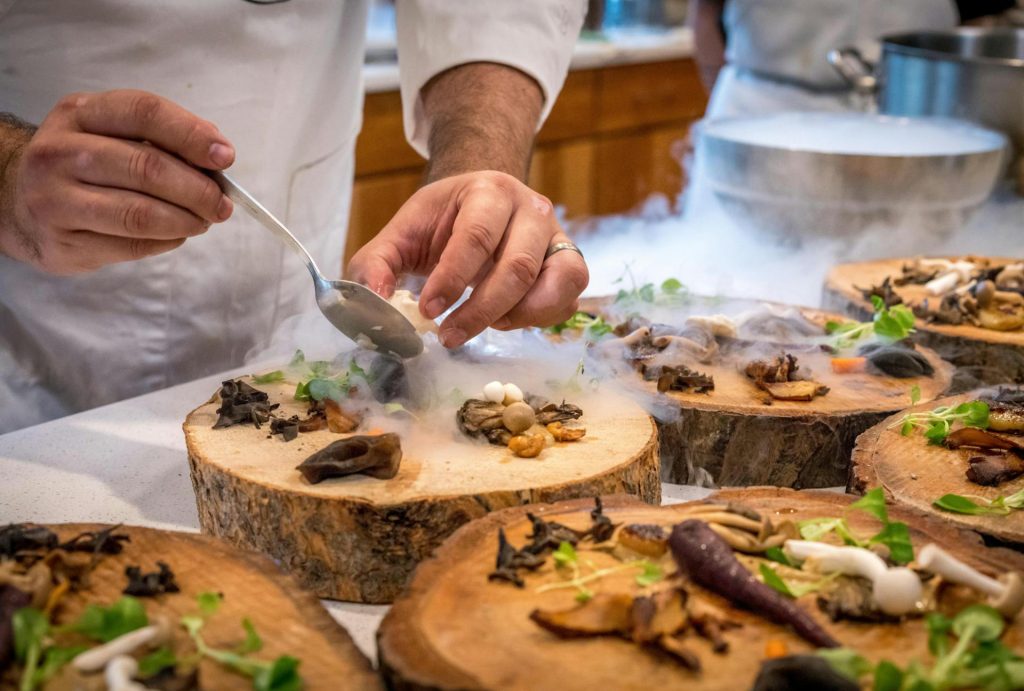 Chef Preparing Vegetable Dish on Tree Slab - Luxury Sri Lanka Tours